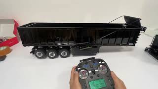 Customized 1/14 Metal 3 Axles Hydraulic Dump Trailer Electric Awning for RC Tractor Trucks THZH1877