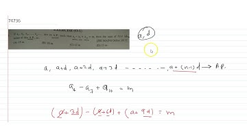 If `a_1, a_2, a_3.........`  are in `A.P.` such that `a_4-a_7, + a_10 = m,` then sum of `13`  t...