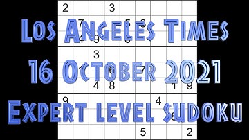Sudoku solution – Los Angeles Times sudoku 16 October 2021 Expert level