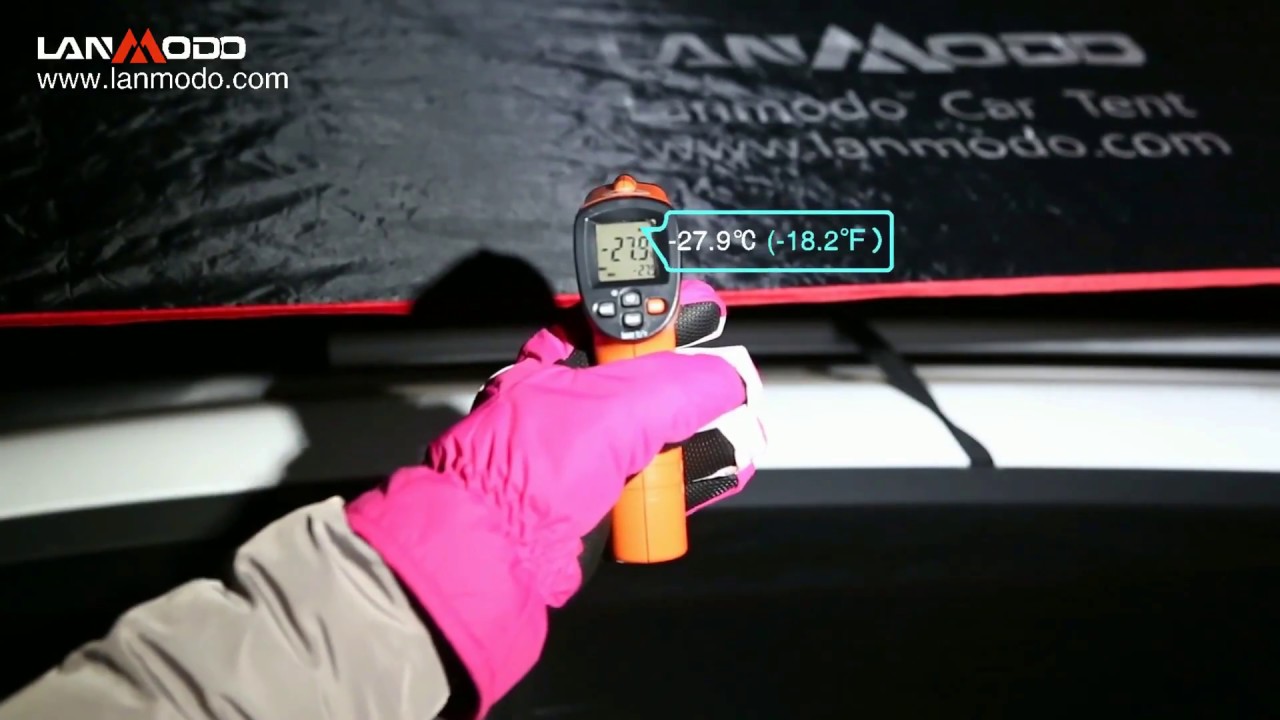 Lanmodo snow proof automatic car tent test in Minus 20 degrees