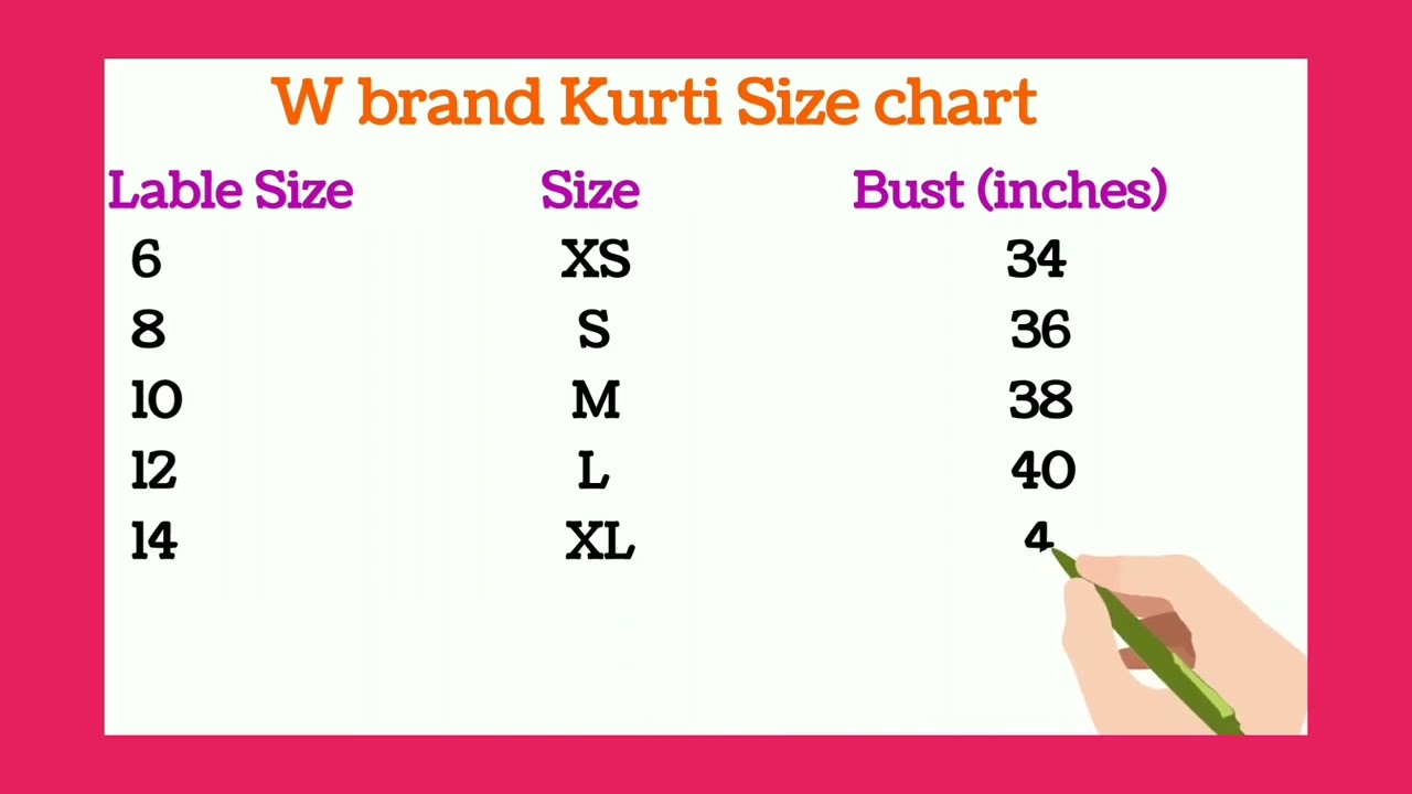 Update more than 128 w kurti size chart latest