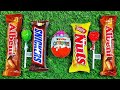 Satisfying video Asmr lollipops candy and chocolate gummy candy opening video