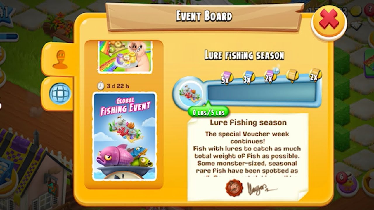 Hay Day Level 141 Global Fishing Event 🎣 Green Lure Only YouTube