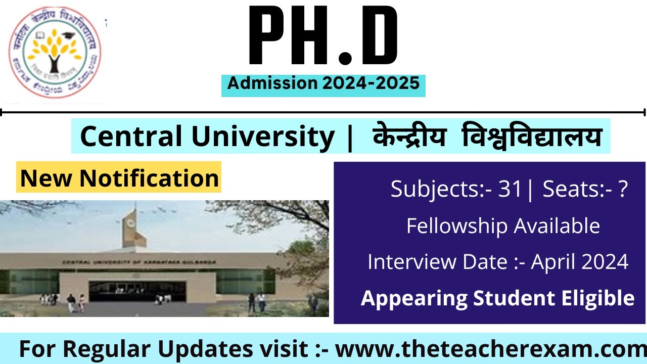 Central University PhD New admission 2024 | PhD admission 2024 with PhD ...