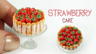 polymer clay Strawberry Cake TUTORIAL | polymer clay food