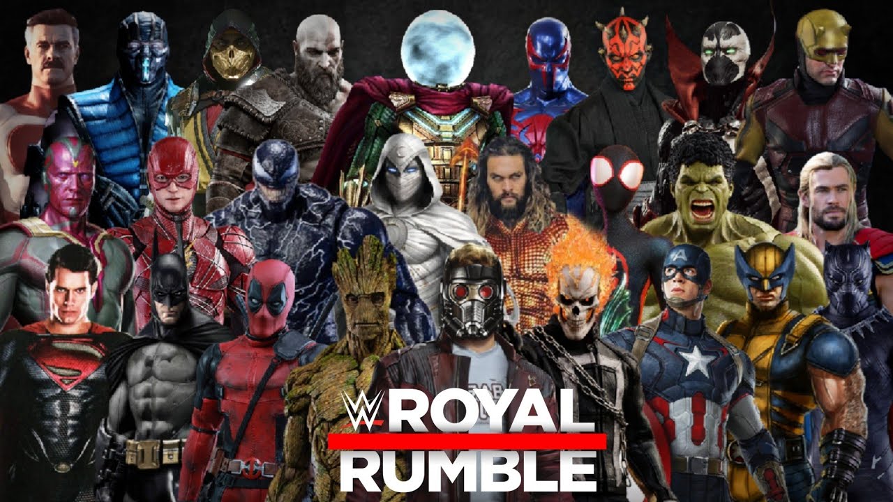 DC Justice League и Marvel ENDGAME Мстители в WWE 2K23 (матч 30 Men's Royal Rumble)
