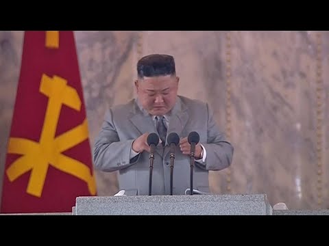 Kim Jong-un appears to cry in emotional military parade speech