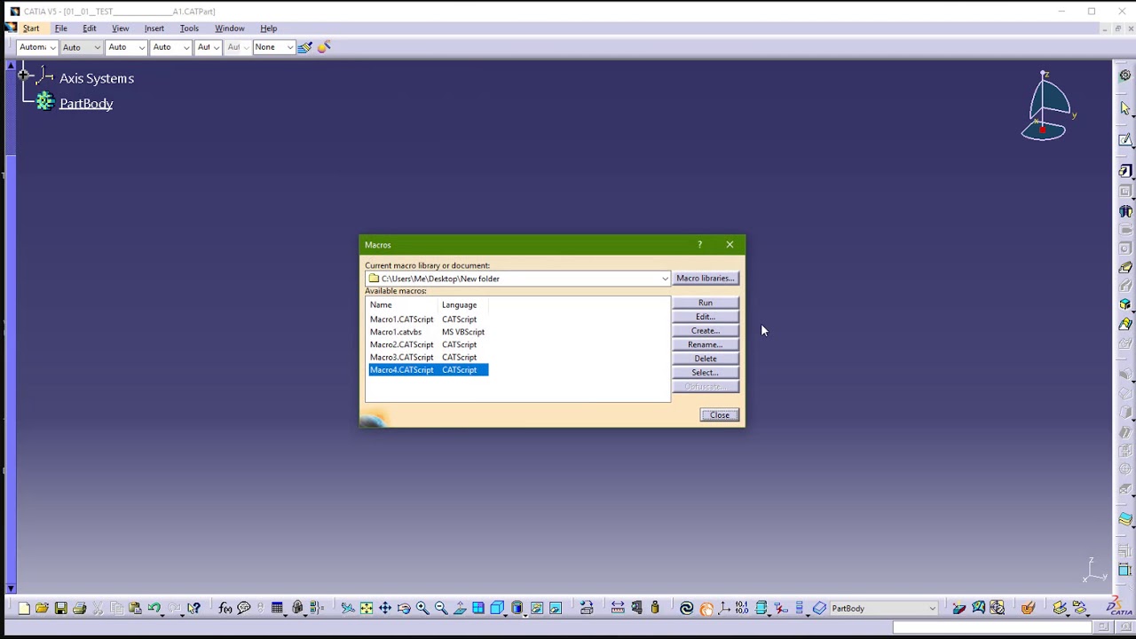 New Body CATIA Macro - YouTube