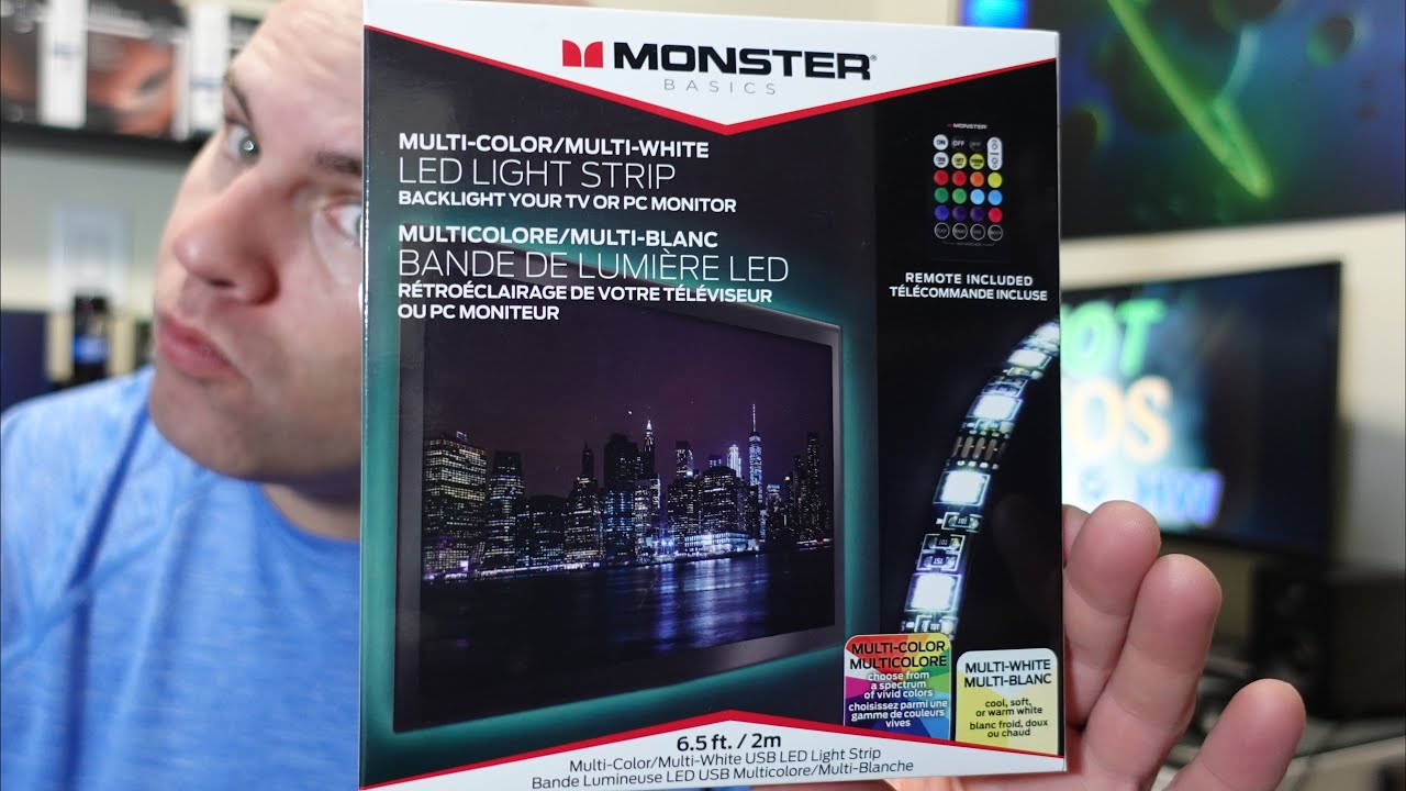 Monster LED 6.5 ft Indoor RGB Light Strip, Sound Reactive, Music Sync,  Multi-Color, USB-Powered