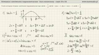 Równania i nierówności trygonometryczne - kurs rozszerzony