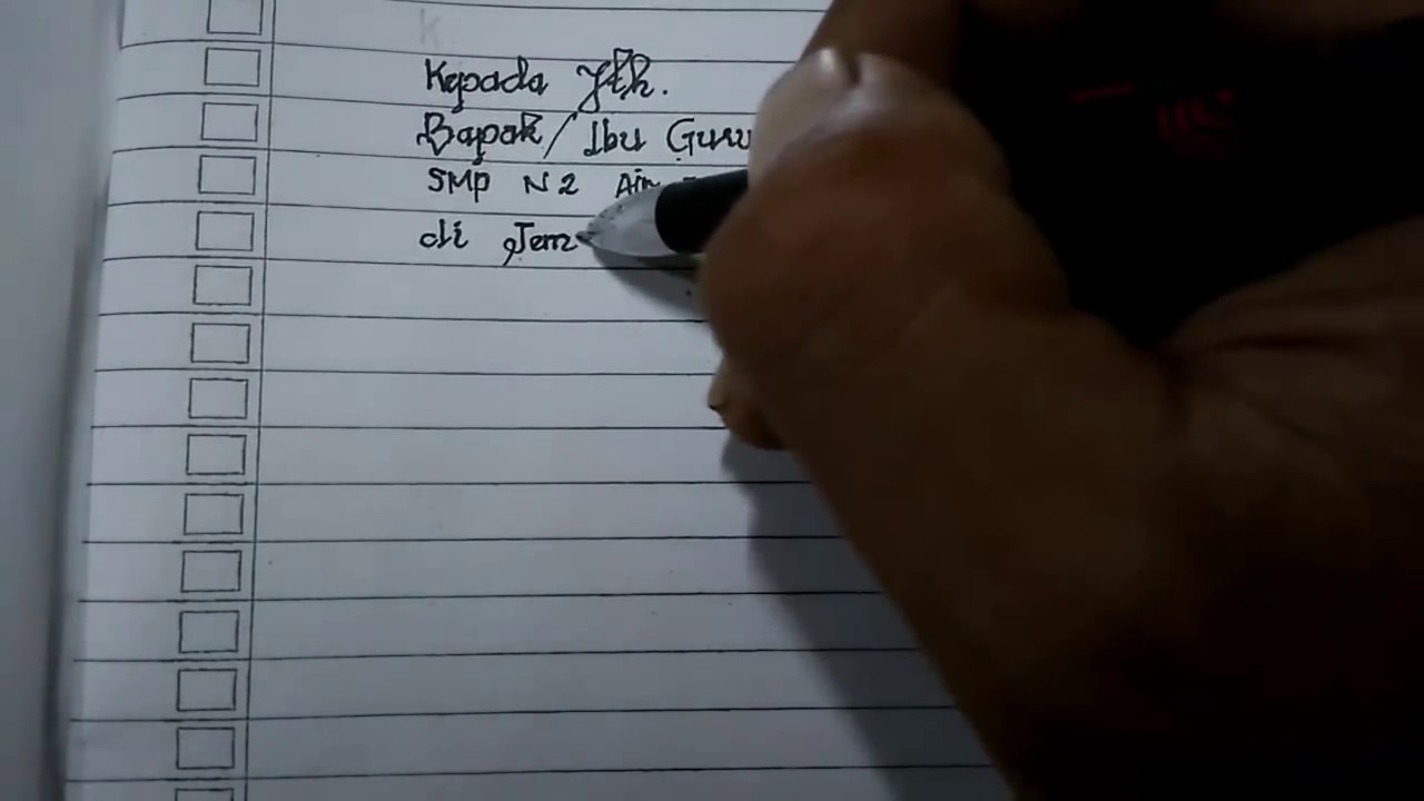 Contoh surat izin sekolah tulisan belajar rapi 