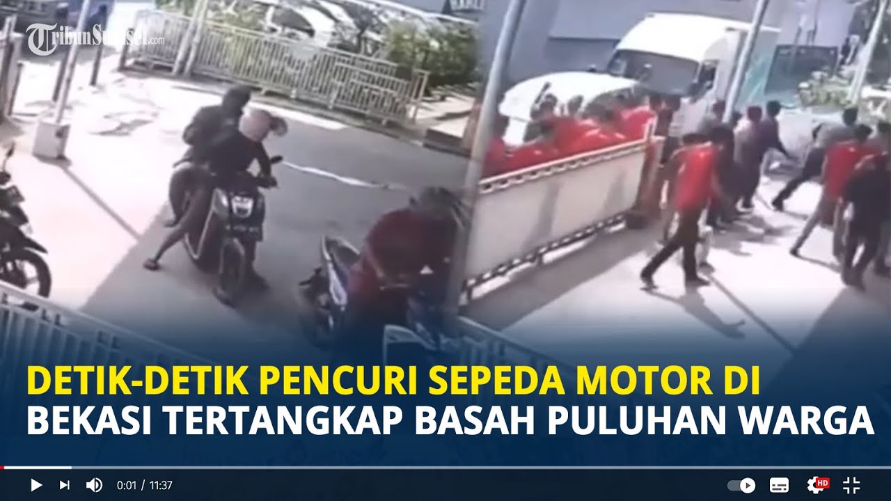 Detik-detik Pencuri Sepeda Motor di Bekasi Tertangkap Basah Puluhan Warga, Begini Nasibnya Kini