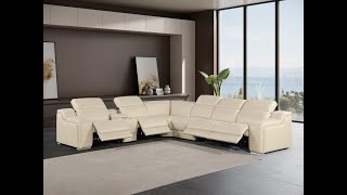 1116-Global United 7-Piece  4-Power Reclining Italian Leather Sectional