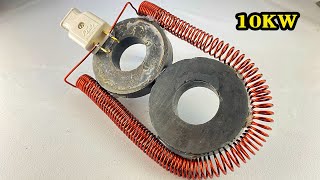 I Create Free Electricity Generator 10kw  With Coper Wire Use Two Big Magnet #engineering