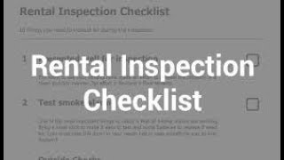 Rental Inspection checklist.