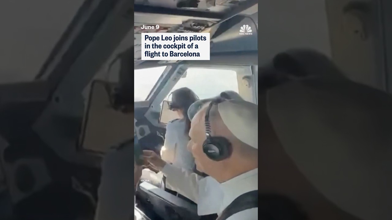 Pope Leo joins pilots in the cockpit of a flight to Barcelona