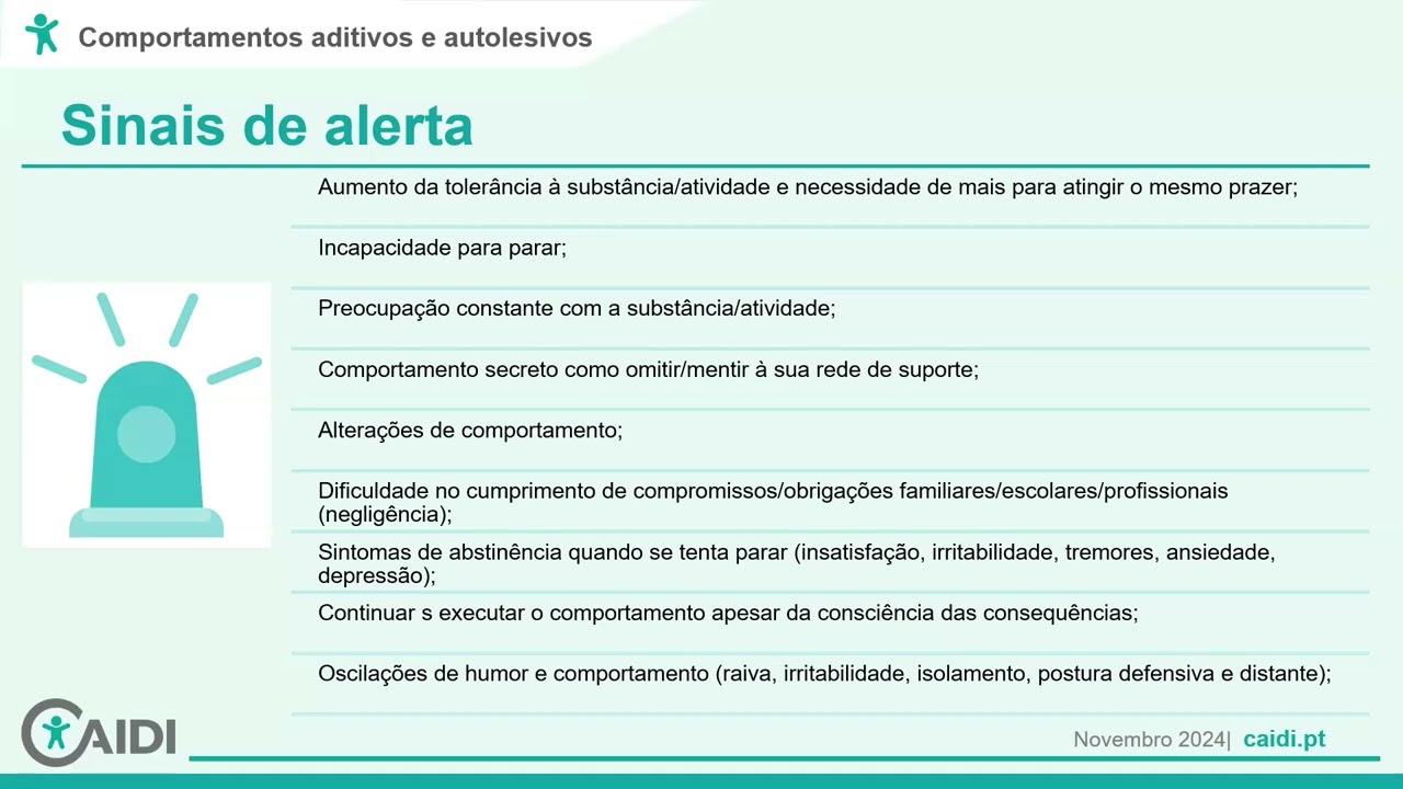Palestra Comportamentos Aditivos | Sinais de Alerta