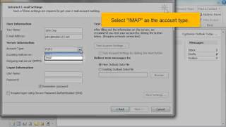 Configuring an IMAP email account with SSL in Outlook 2010