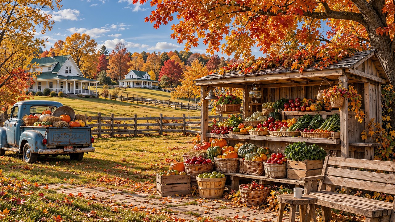 Warm Autumn Farmstand Jazz 🍂 Gentle Jazz With Birdsong For Reading & Quiet Relaxation