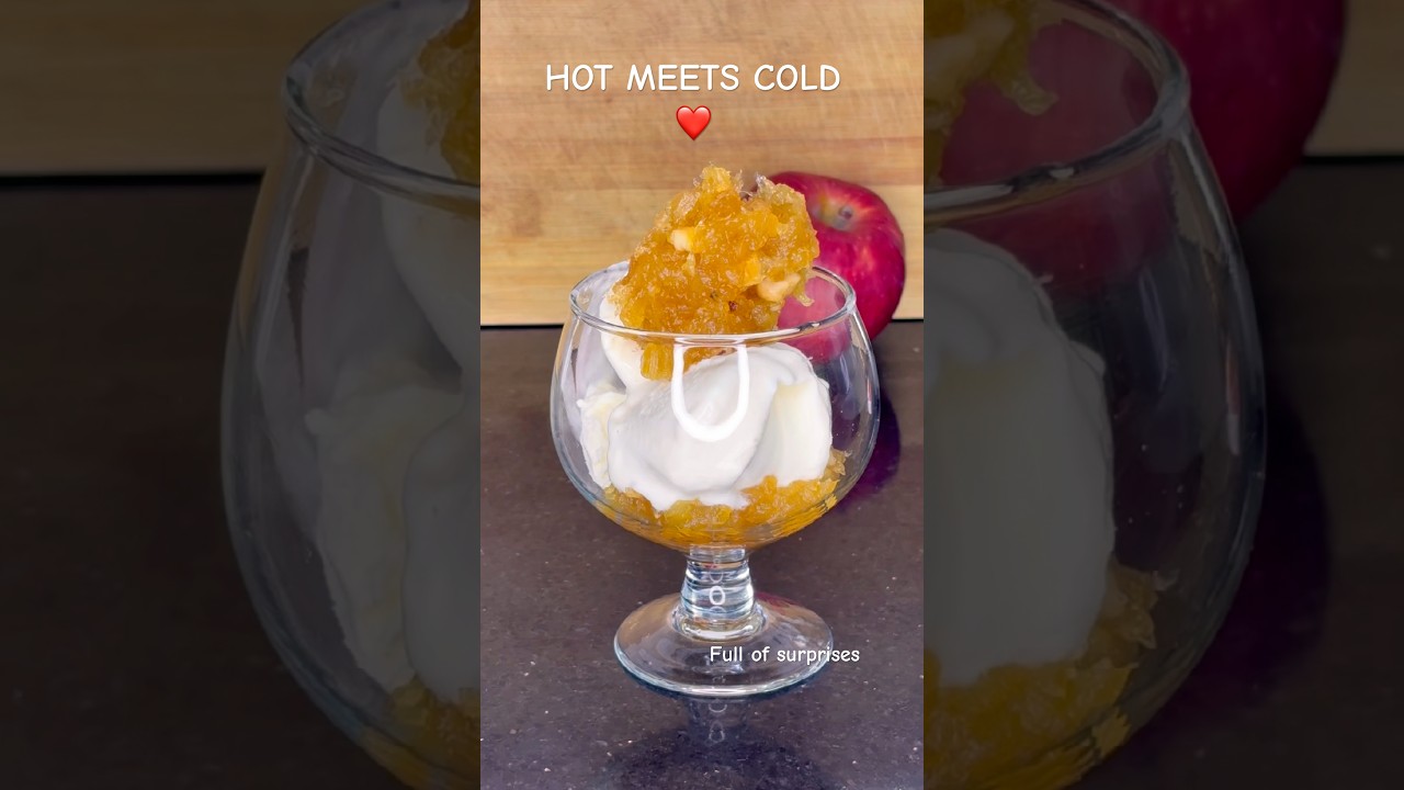 Hot Apple Halwa + Cold Ice Cream = Love 🍨🔥 #ytshorts #food #viral #shortsfeed #shorts #homemade