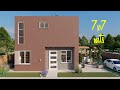 Plano de casa de 7x7 metros con 3 dormitorios | Planos de casas pequeñas