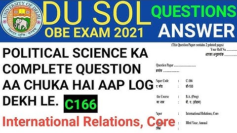 Political science (C166) ka complete Questions aa gya dekho jaldi | Du sol answer | Du sol exam