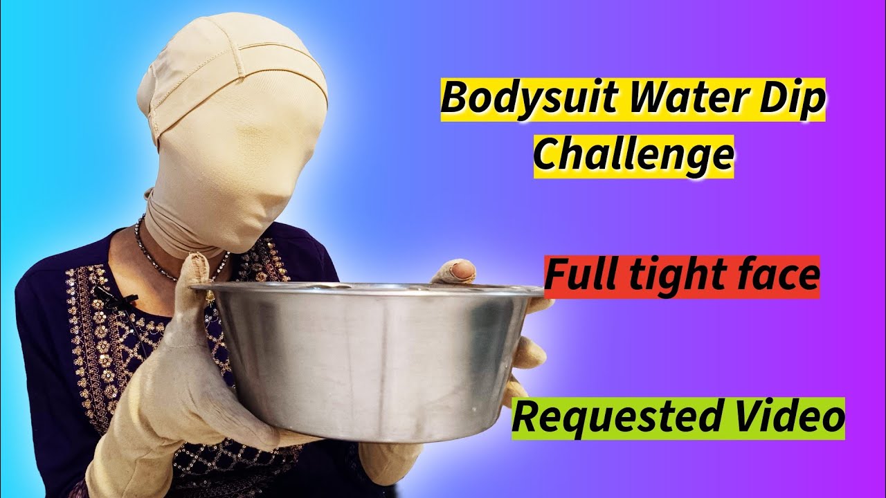 Bodysuit Water 💦 Dip Challenge/Full tight face cover hood/
