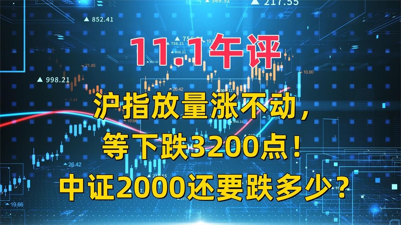 11.1午评,沪指放量涨不动,等下跌3200点!中证2000还要跌多少? - YouTube