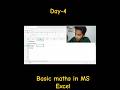 Basic Maths in MS Excel Day-4of Mastering MS Excel....🎯#day4#msexcelcourse#msexceltricks #maths