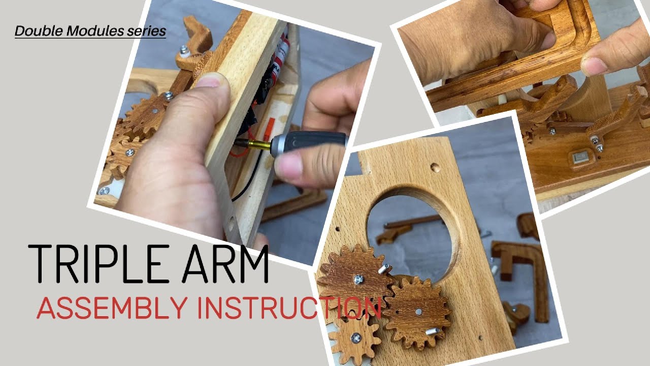 Marble run 8mm steel ball - 2 modules - TRIPLE ARM ASSEMBLY