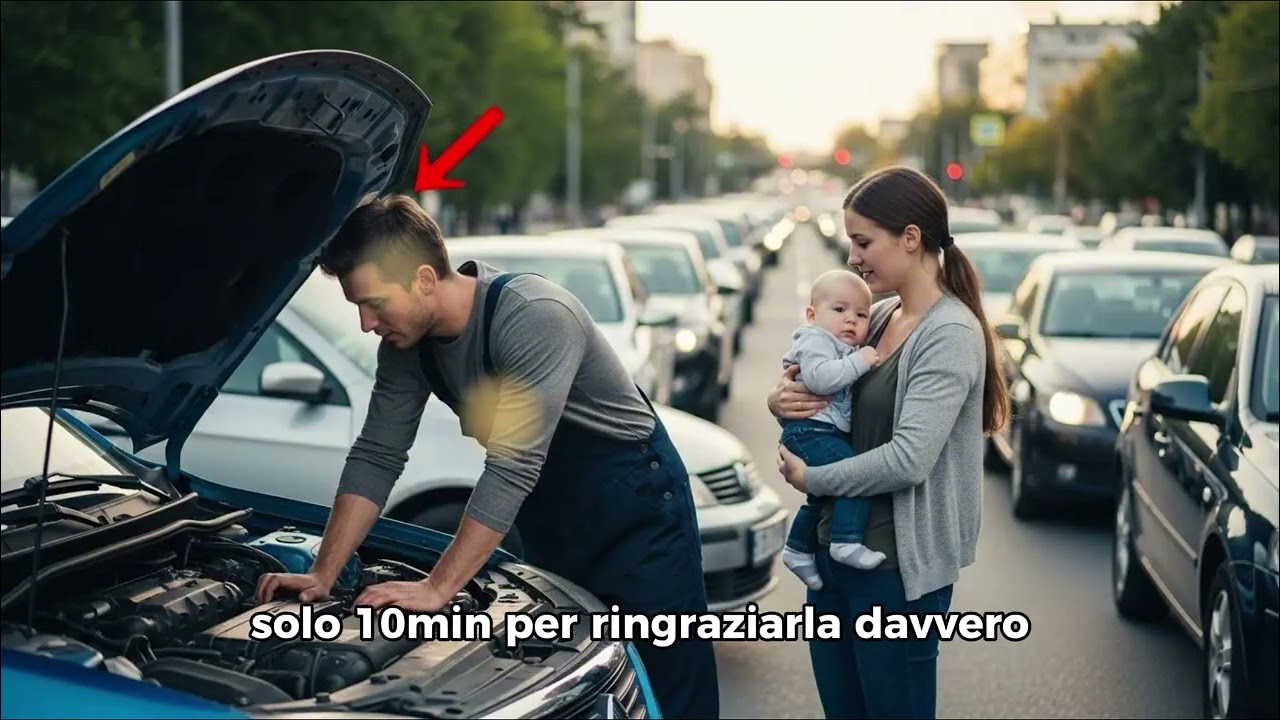 «Dai da mangiare a mia figlia e ti riparo l’auto», disse il meccanico vedovo… Il traffico si fermò