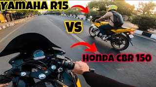 Yamaha R15 vs Honda cbr 150 | power test on Sunday ride | Riderzone 750