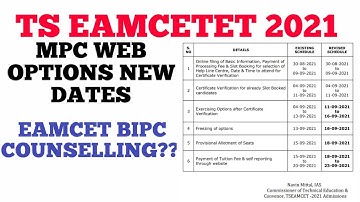 TS EAMCET 2021 MPC COUNSELLING WEB OPTIONS DATES | TS EAMCET BIPC COUNSELLING??