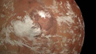 Mars Fly by with cloud layer.