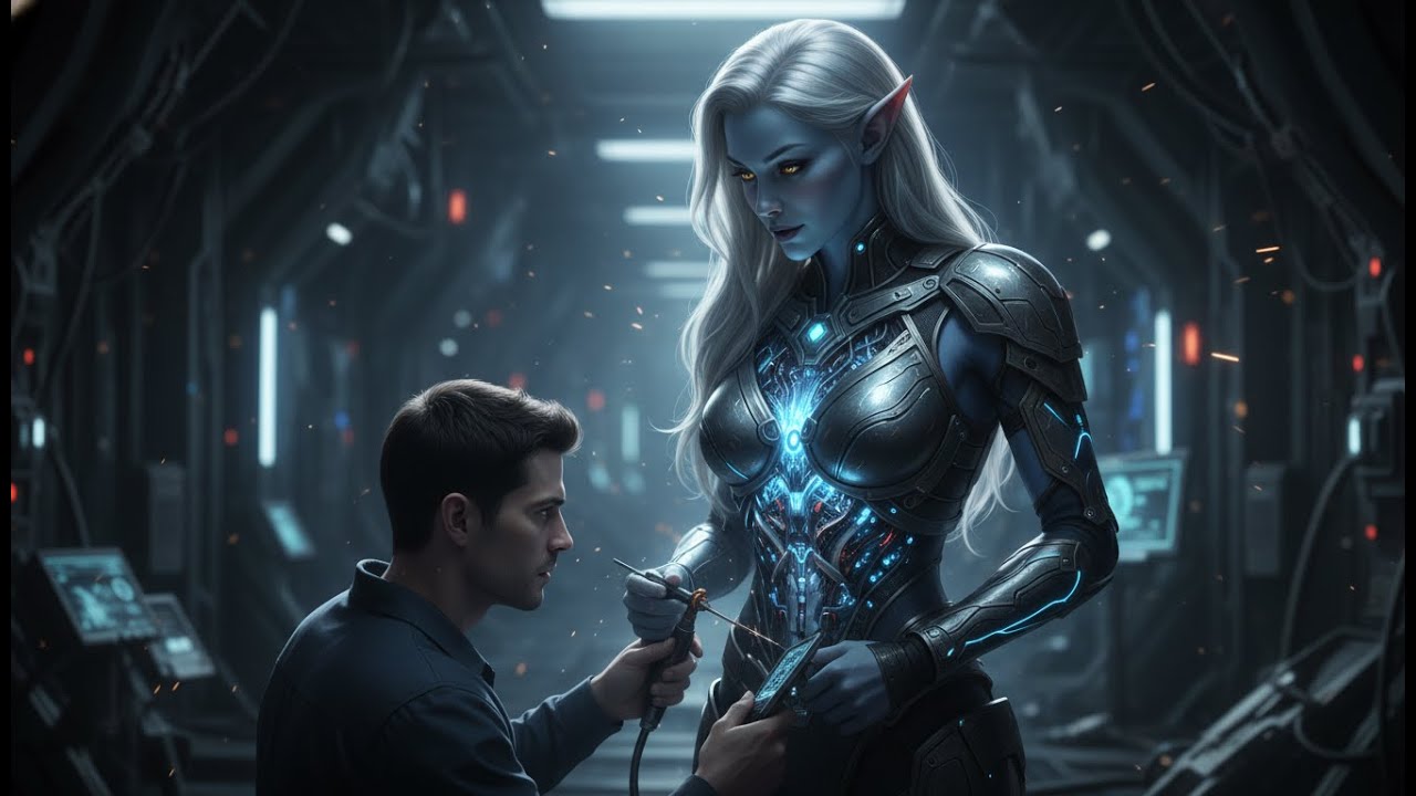 I Was Repairing Her Chest Armor — She Leaned In and Murmured, “Go Ahead, Human” | Sci-Fi Story