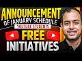 Announcement of January Schedule for YouTube Students | Free Initiatives | Ankit Goyal