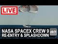 🔴 Live Now: NASA SpaceX Crew 9 Re-Entry and Splash down of Dragon Capsule