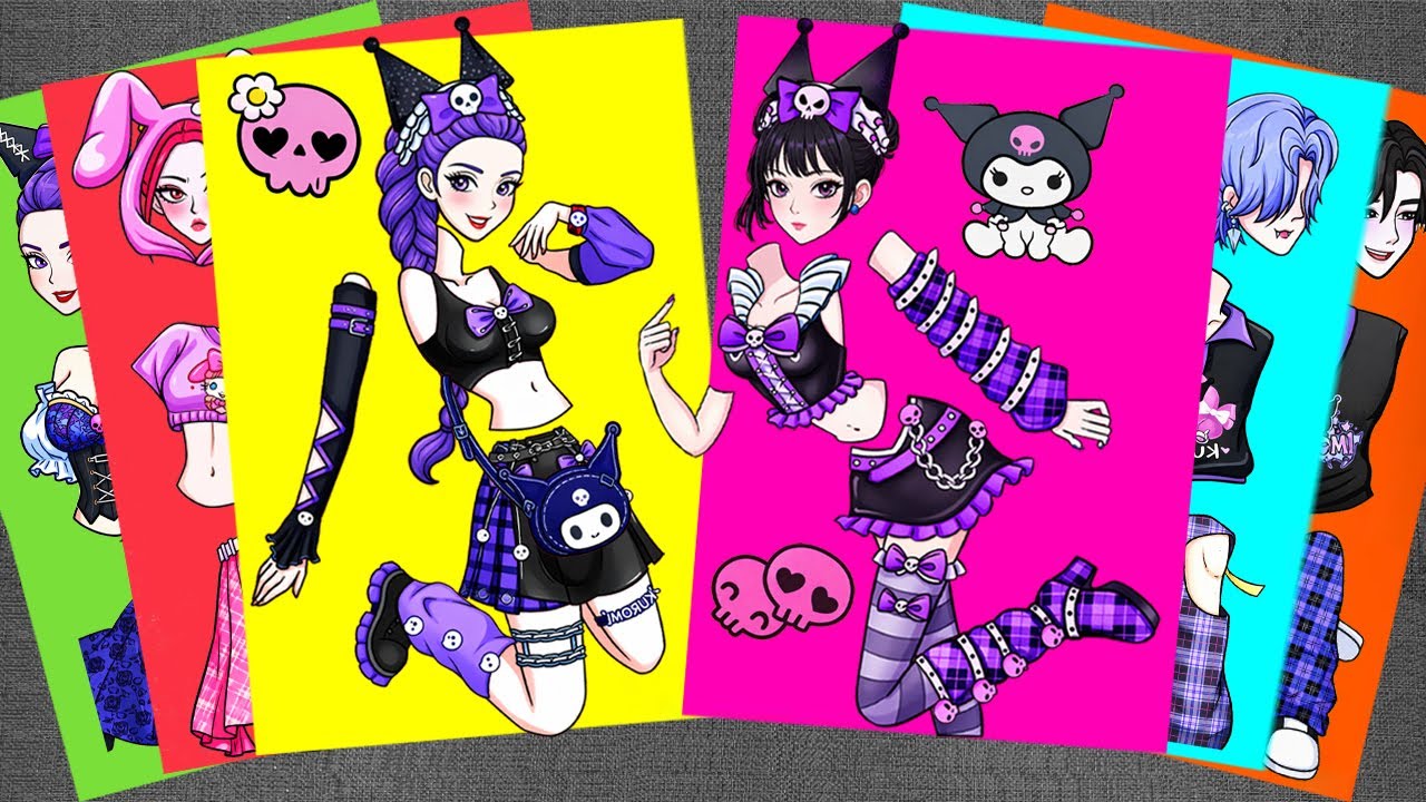 Cute KUROMI Outfit 💜 RUMI & ZOEY - KPop Demon Hunters | Sticker Book DIY