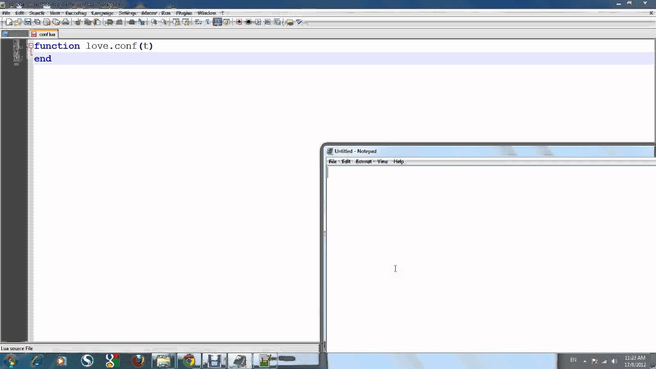 Love2D tutorial 3 - Configuring game!
