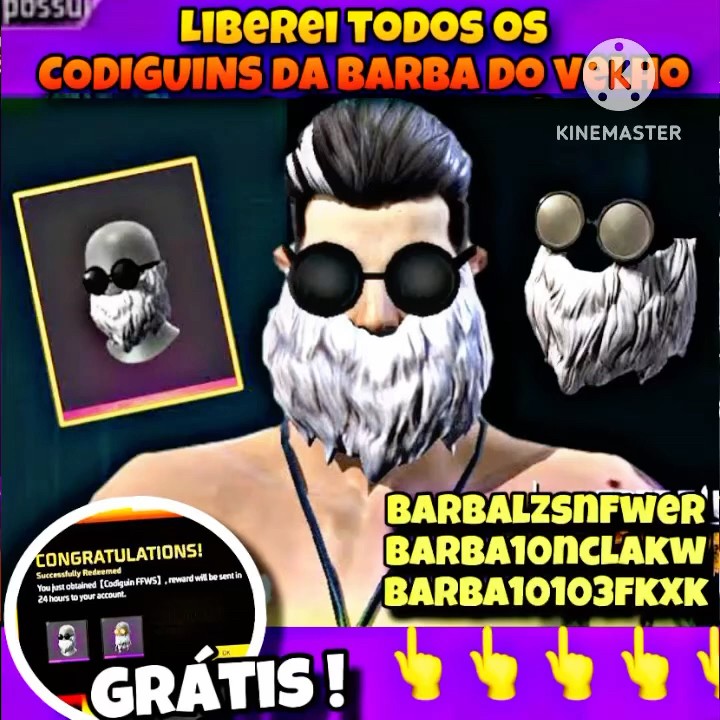 ÚLTIMO CODIGUIN INFINITO DA BARBA DO VELHO LIBERADO GRÁTIS NO FREE FIRE