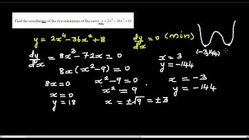 Determining two minimum of a curve using calculus - NCEA Level 2 -Excellence  question