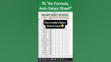 💰Excel me Salary Sheet Banao 1 Minute Me! 🔥 | Excel Trick 2025#excel #exceltips #shorts #exceltricks