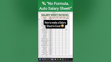 💰Excel me Salary Sheet Banao 1 Minute Me! 🔥 | Excel Trick 2025#excel #exceltips #shorts #exceltricks