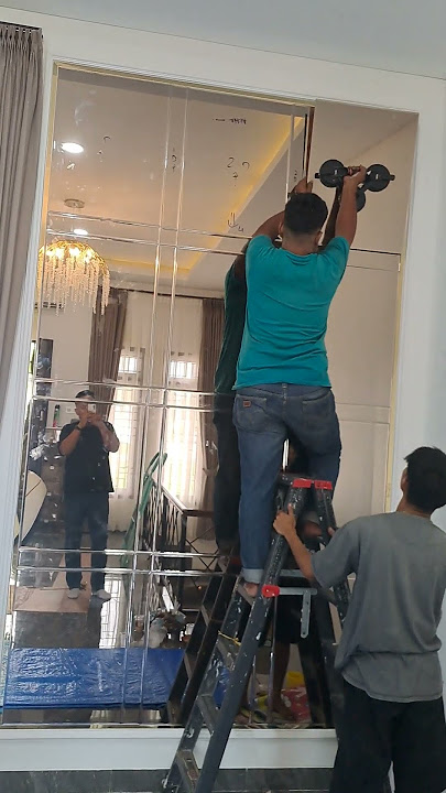 'DEG-DEGAN! Pasang Cermin JUMBO Bronze Bevel, Hampir JATUH! 😱' #cermin #mirror