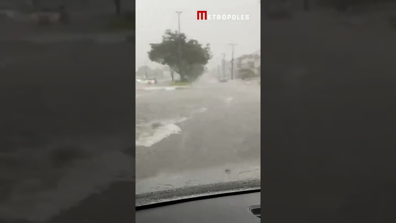 Metrô retido e inundações: vídeos mostram estragos da chuva desta 2ª no DF