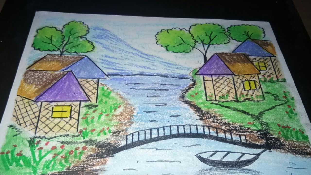 Kampung Nelayan Menggambar Dengan Crayon Youtube