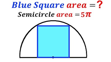 Can you find the Blue square area? | (Semicircle) | #math #maths | #geometry