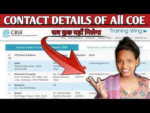E-Mail-Id Of All COE || Contact Details Of COE || CBSE Training Portal || By Ani-Creations