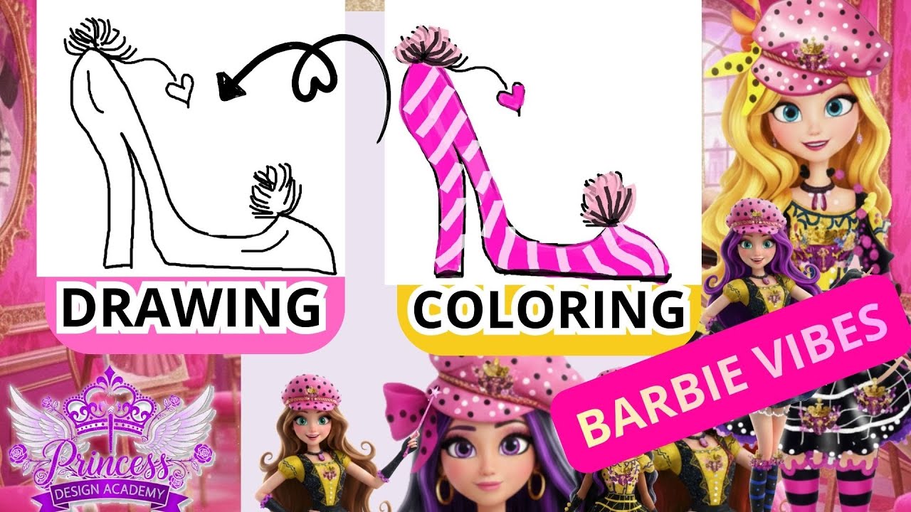 How to Draw and Color a Fancy High Heel Shoe with Princess Mirta! | BARBIE VIBES