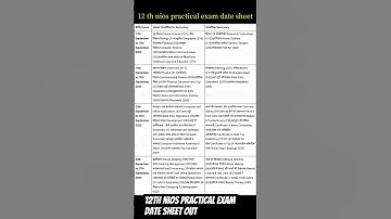12th nios practical exam date sheet #nios #12th #10th #datesheet #niospractical #niosexam #exam